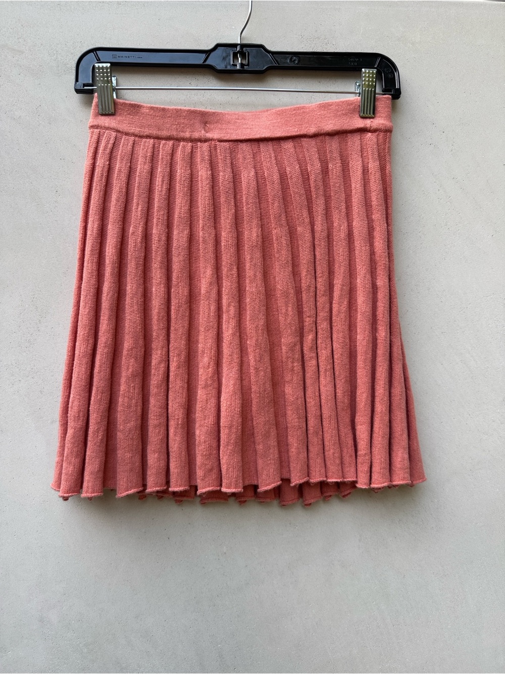 Free People FP Beach Coral Pink Pleated Knit Mini Skirt Size S Boho Balletcore